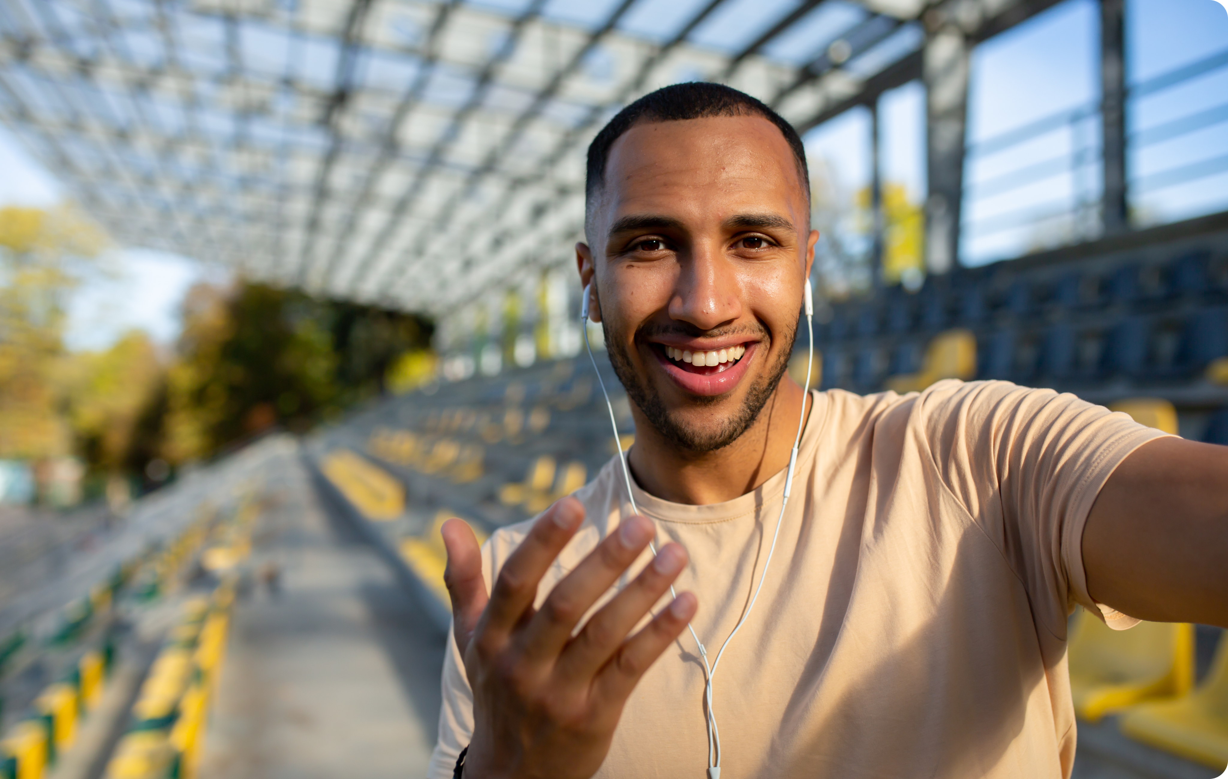 man on the stadium